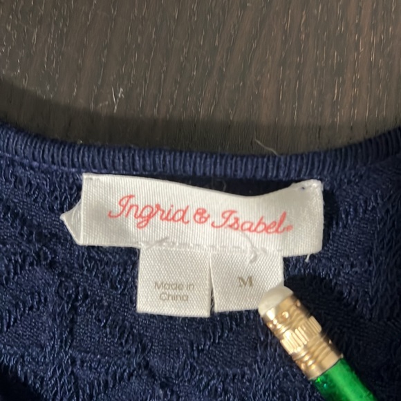 Ingrid & Isabel navy sweater midi dress Sz.S/M 1/2 sleeve stretch blue knit - Picture 11 of 16